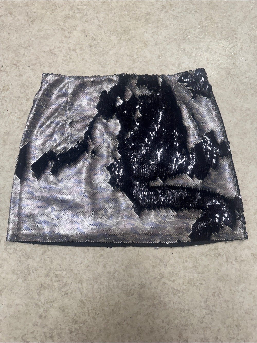 Free People Silver and Black Sequin Mini Skirt